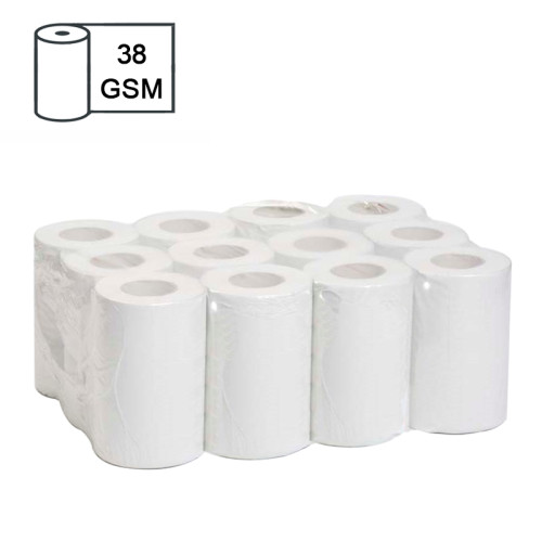 Commercial Grade Hand Paper Towels - 12 Roll Pack, 1Ply 10 Inch, 38GSM