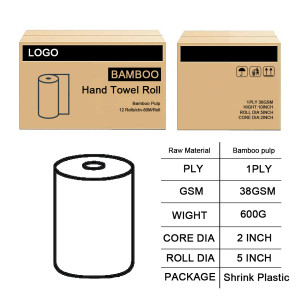 Sustainable 1-Ply 38GSM Bamboo Pulp Hand Paper Towel Roll - Ideal for OEM & ODM