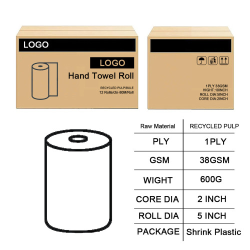 Eco-Friendly Recycled Pulp 1ply Hand Paper Towels Roll - OEM & ODM Wholesale Supplier