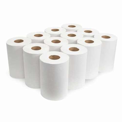 Simple Packaging 12 Roll White Hand Paper Towel Roll 1Ply 10 Inch 12 X 80m 35GSM Commercial Hand Paper Towel