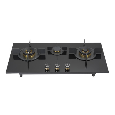 3 Burner Gas Stove | Black Glass | Kitchen Cooktops| OEM/ODM | Wholesale | B821