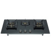Private Label Gas Cooker Factory | 3 Burner Glass Gas Cooker | B828 Black
