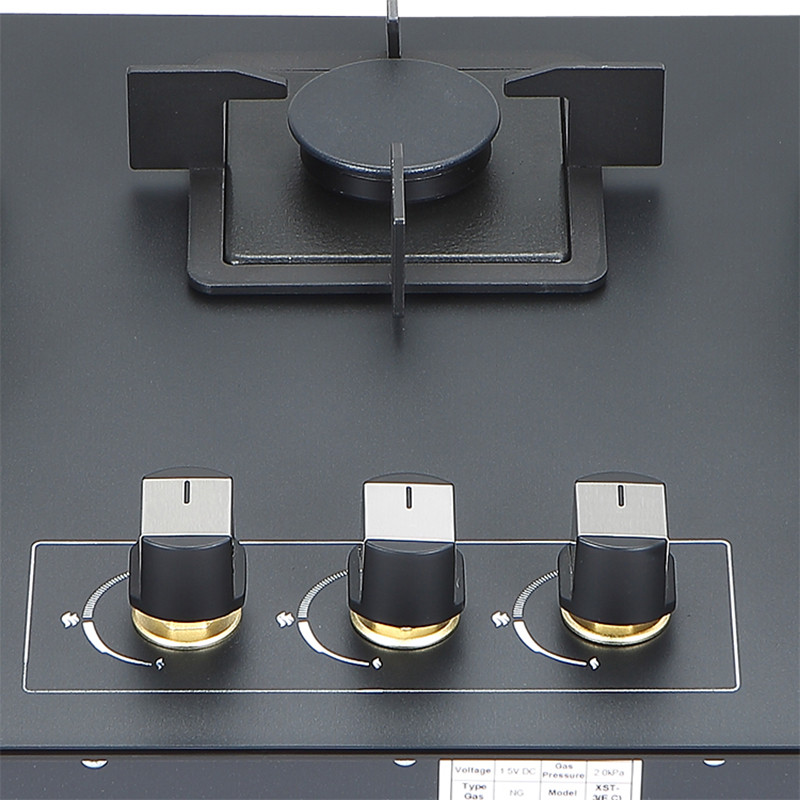 Bousit 3 Burner Tempered Glass Gas Stove EC-black