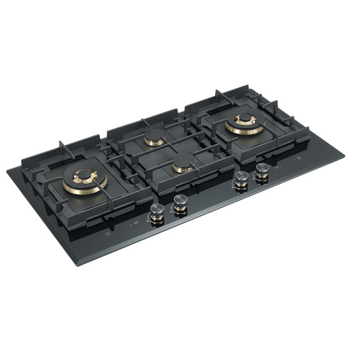 Household Kitchen | 4 Burner Gas Stove with Timer | ODM/OEM Built-in Black Glass Gas Hob | B905