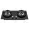 Black Tempered Glass Two Burner Gas Cooktops | High Quality Built-in Gas Hob Supplier | B206