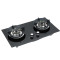 Black Tempered Glass Two Burner Gas Cooktops | High Quality Built-in Gas Hob Supplier | B206