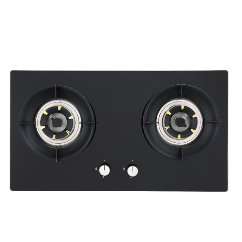 Black Tempered Glass Two Burner Gas Cooktops | High Quality Built-in Gas Hob Supplier | B206