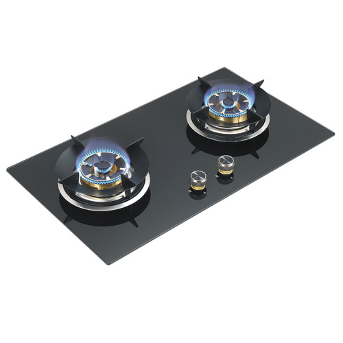 China Custom Built-in Double Burner Gas Cooker Manufacturer | Glass Gas Stove Factory | B386