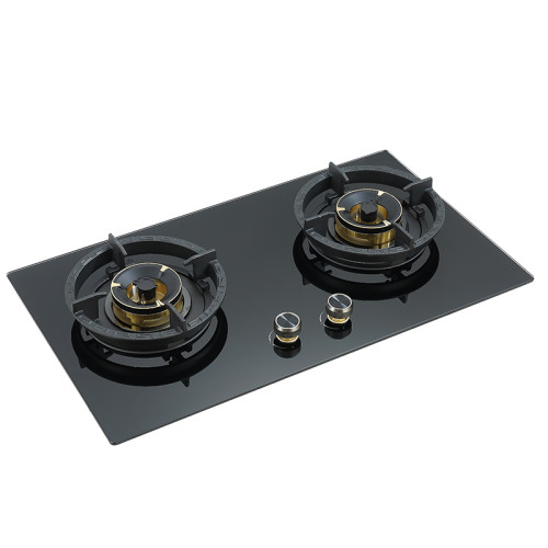 Custom 2 Burner Gas Stove | Black Glass Gas Cooker | Wholesale Gas Hob Solutions | B383