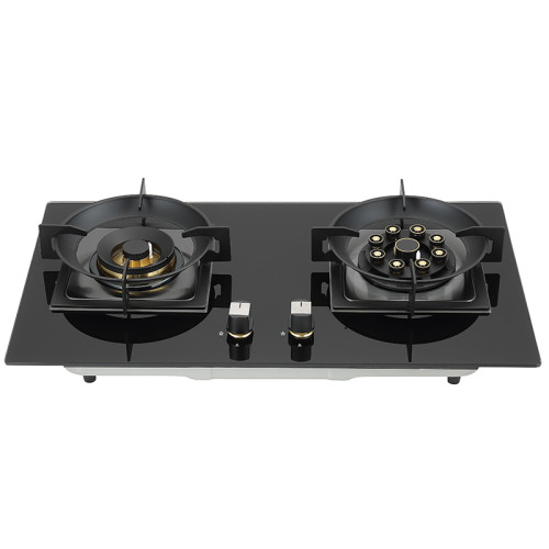 Wholesale 2 Burner Gas Stove | Customized Built-in Black Glass Gas Cooktop Factory | B335