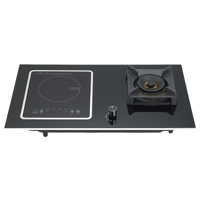 OEM Built In Stove Supplier | 2 Burner Hybrid Gas and Induction Hob | Black Glass Mixed Cooktop|QB625