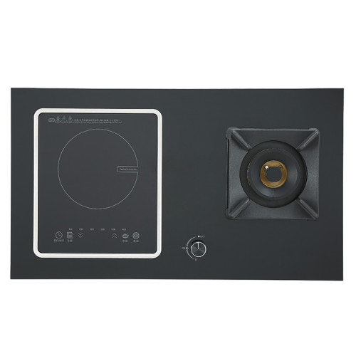 OEM Built In Stove Supplier | 2 Burner Hybrid Gas and Induction Hob | Black Glass Mixed Cooktop|QB625