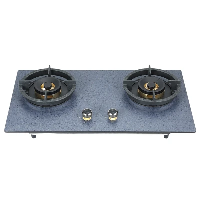 Built in 2 Burner Gas Stove | Original Stone Panel Glass | with Cast Iron Pan Support | B730
