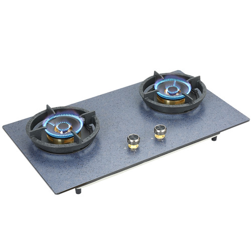 Built in 2 Burner Gas Stove | Original Stone Panel Glass | with Cast Iron Pan Support | B730