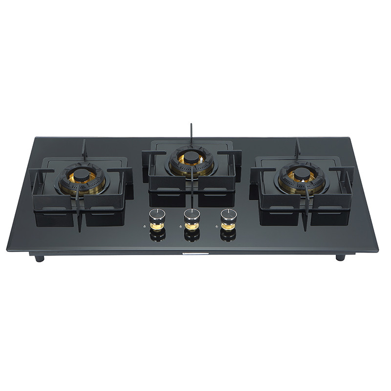 Chinese Supplier 3 Burner 36 Gas Stove Top | Black Tempered Glass Gas Hob | P-396