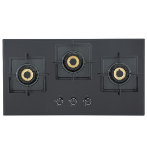 Chinese Supplier 3 Burner 36 Gas Stove Top | Black Tempered Glass Gas Hob | P-396