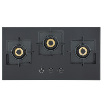 3 Burner Gas Stove OEM | Black Glass Built-in Hob Supplier | MOQ 100
