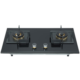 Double Burner Black Tempered Glass Gas Hob | Built-in with Safety Protection Device | BA608