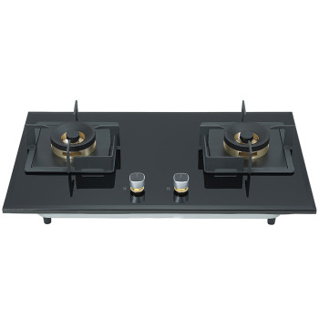 Double Burner Black Tempered Glass Gas Hob | Built-in with Safety Protection Device | BA608