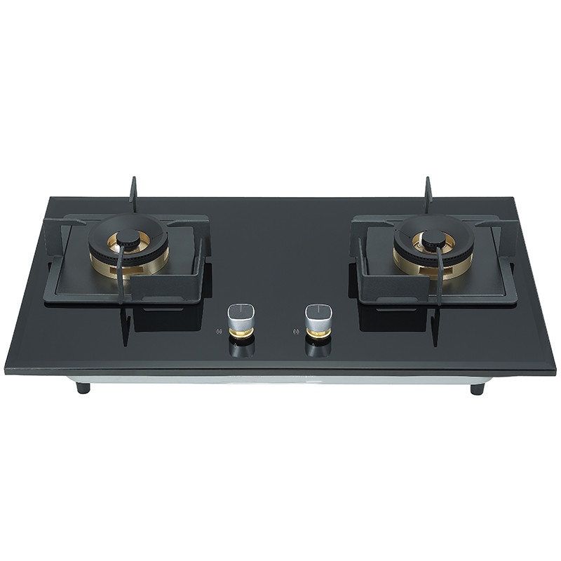 Double Burner Black Tempered Glass Gas Hob | Built-in with Safety Protection Device | BA608