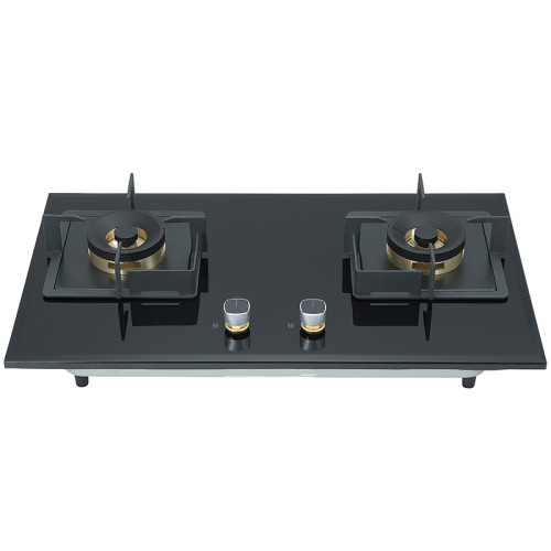 Black Tempered Glass Gas Hob | Built-in with Safety Protection Device | Double Burner Cooktop | BA608