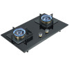 Double Burner Black Tempered Glass Gas Hob | Built-in with Safety Protection Device | BA608