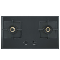 Double Burner Black Tempered Glass Gas Hob | Built-in with Safety Protection Device | BA608