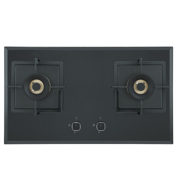 Double Burner Black Tempered Glass Gas Hob | Built-in with Safety Protection Device | BA608