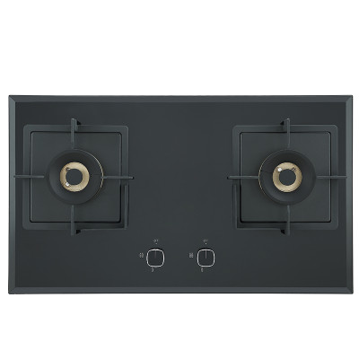 Double Burner Black Tempered Glass Gas Hob | Built-in with Safety Protection Device | BA608