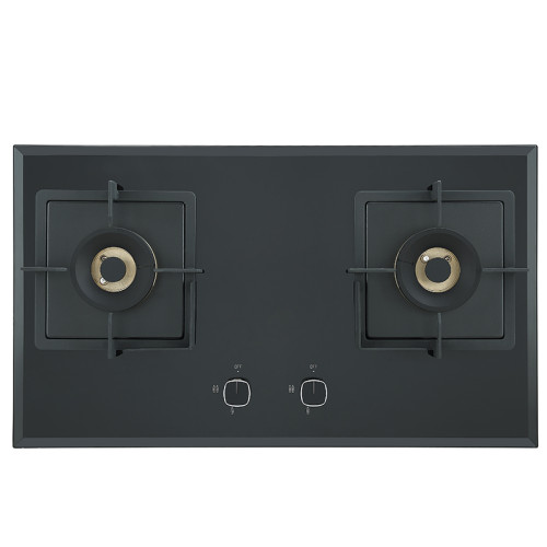 Black Tempered Glass Gas Hob | Built-in with Safety Protection Device | Double Burner Cooktop | BA608