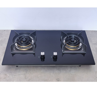 High Quality | Home Appliances 2 Burner Gas Cooker| Beveled Edges | Black Glass Stove | L50