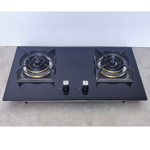 High Quality | Home Appliances 2 Burner Gas Cooker| Beveled Edges | Black Glass Stove | L50