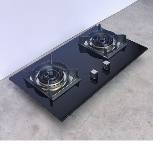 High Quality | Home Appliances 2 Burner Gas Cooker| Beveled Edges | Black Glass Stove | L50