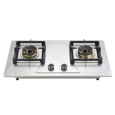 China Factory Stainless Steel Gas Cooker Cooktop | 2 Burners 0.6mm Thickness Panel Gas Stove | G603