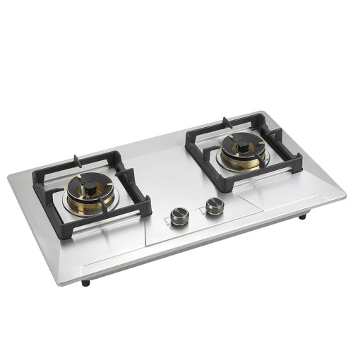 China Factory Stainless Steel Gas Cooker Cooktop | 2 Burners 0.6mm Thickness Panel Gas Stove | G603