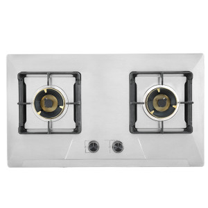 China Factory Stainless Steel Gas Cooker Cooktop | 2 Burners 0.6mm Thickness Panel Gas Stove | G603