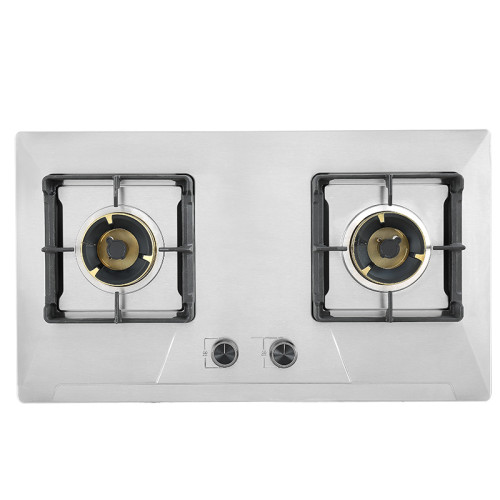 China Factory Stainless Steel Gas Cooker Cooktop | 2 Burners 0.6mm Thickness Panel Gas Stove | G603