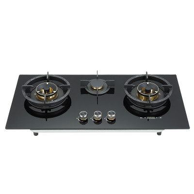 3 Burner Gas Stove Top | Built in Black Glass | Wholesale & Customized Gas Hob | B705