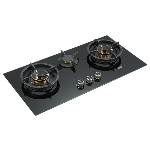 3 Burner Gas Stove Top | Built in Black Glass | Wholesale & Customized Gas Hob | B705