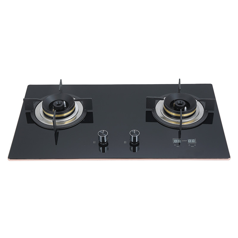 Double Burner Gas Cooker with Safety Device Tempered Glass Gas