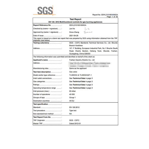 Отчет об испытаниях SGS