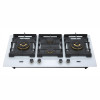 960mm White Tempered Glass 4 Burner Gas Stove Range | Gas Cooker with Built-in Timer | B905（White）
