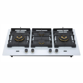 960mm White Tempered Glass 4 Burner Gas Stove Range | Gas Cooker with Built-in Timer | B905（White）