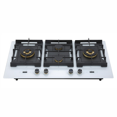 960mm White Tempered Glass 4 Burner Gas Stove Range | Gas Cooker with Built-in Timer | B905（White）