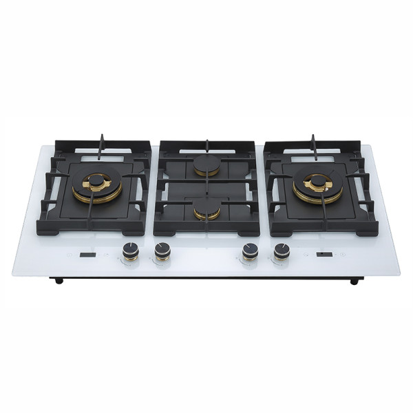 960mm White Tempered Glass 4 Burner Gas Stove Range | Gas Cooker with Built-in Timer | B905（White）