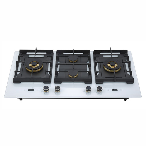 960mm White Tempered Glass 4 Burner Gas Stove Range | with Built-in Timer | B905（White）