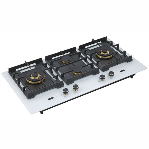 960mm White Tempered Glass 4 Burner Gas Stove Range | with Built-in Timer | B905（White）