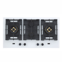 960mm White Tempered Glass 4 Burner Gas Stove Range | Gas Cooker with Built-in Timer | B905（White）