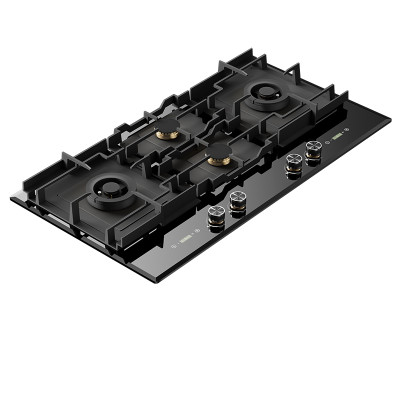 Chinese Gas Hob Manufacturer | Built-in 4 Burner Gas Hob with Timer | B9074(Black)