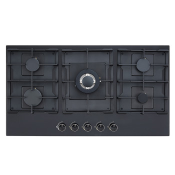 Heavy Duty 5 Burner Gas Hob Manufacturer | Tempered Glass Cooktop B558